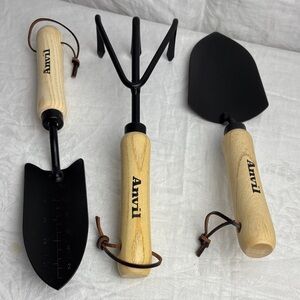 Anvil Black and Wood Garden Tool Trio